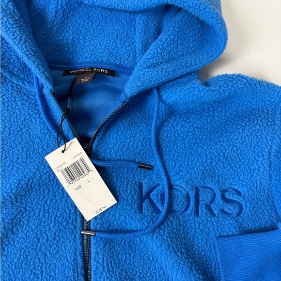 Michael Kors Fleece Full Zip Hoodie NWT w Embroidered Logo New Ship Blue - Picture 4 of 8